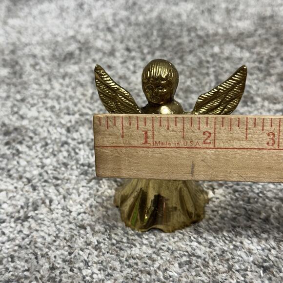 Vintage MCM Set of 2 Brass Angel Candle Holders India Christmas Decoration 3" - Picture 9 of 9